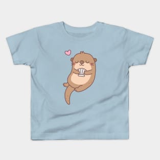 Cute Little Otter Holding A Seashell Kids T-Shirt